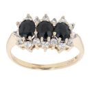 9ct Yellow Gold Sapphire And Cubic Zirconia Cluster Ring