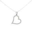 Silver Cubic Zirconia Open Heart Pendant And Chain 18"