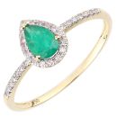 18ct Yellow Gold Pear Emerald and Diamond Teardrop Cluster Ring