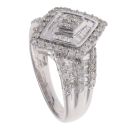 9ct White Gold 1.00ct Brilliant And Baguette Cut Diamond Cluster Ring