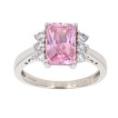 9ct White Gold Pink And White Cubic Zirconia Ring