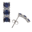 Silver Stone Set Blue Gemstone Drop Stud Earrlings By Icesia