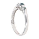 9ct White Gold Cats Eye Three Stone Ring