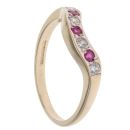 9ct Yellow Gold Pink Sapphire and Cubic Zirconia Wishbone Ring