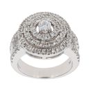 9ct White Gold 1.18ct Diamond Halo Cluster Ring by Anya Belle