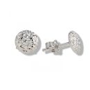 9ct White Gold Pyramid Button Stud Earrings