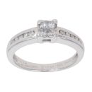 Platinum 0.25ct Princess And Brilliant Cut Diamond Cluster Ring