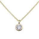 925 Sterling Silver Gold Plated Cubic Zirconia Solitaire Pendant & Chain 16"