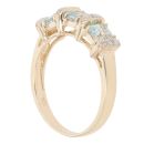 9ct Yellow Gold 0.05ct Diamond and Aquamarine Three Stone Ring