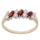 9ct Yellow Gold Garnet And Cubic Zirconia Ring