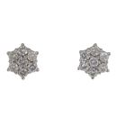 18ct Yellow Gold 1.00ct Brilliant Cut Diamond Flower Cluster Earrings