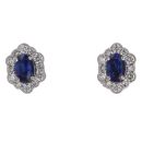 18ct White Gold 0.35ct Diamond and Sapphire Cluster Stud Earrings