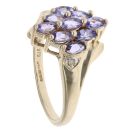 9ct Yellow Gold 0.02ct Diamond And Tanzanite Cluster Ring