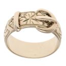 9ct Yellow Gold Patterned Buckle Ring