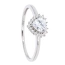9ct White Gold Cubic Zirconia Heart Cluster Ring