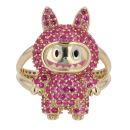 14ct Yellow Gold Pink Gemstone Bunny Ring