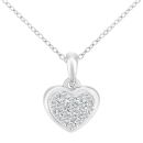 9ct White Gold Diamond Heart Halo Pendant Necklace