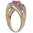 9ct Yellow Gold 0.10ct Diamond and Pink Sapphire Cluster Ring