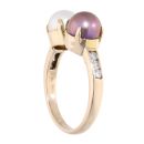 9ct Yellow Gold Pearl and 0.10ct Diamond Ring