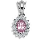 9 Carat White Gold 12pts Diamond & Pink Sapphire Pendant