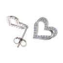 925 Sterling Silver Cubic Zirconia Heart Stud Earrings