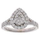 14ct White Gold 0.81ct Pear And Brilliant Cut Diamond Cluster Ring