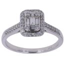18ct White Gold 0.33ct Baguette And Brilliant Cut Diamond Cluster Ring