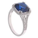 Silver Cubic Zirconia and Blue Gemstone Halo Ring by Icesia