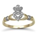 9 Carat Yellow Gold 0.05cts Diamond Claddagh Ring
