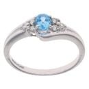 9ct White Gold 0.10ct Diamond and Topaz Gemstone Ring