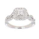 Vera Wang 18ct White Gold 0.95ct Princess And Brilliant Cut Diamond Cluster Ring