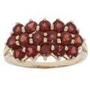 9ct Yellow Gold Garnet Three Row Fancy Ring