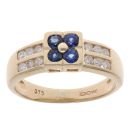 9ct Yellow Gold 0.12ct And Sapphire Cluster Ring