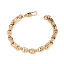 18ct Yellow ﻿Gold on Sterling Silver Men's Tulip Star & Bar Belcher 9" Bracelet