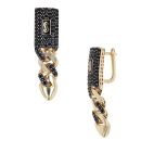 14ct Yellow Gold Monaco Classic Black Cubic Zirconia Pave Drop Earrings