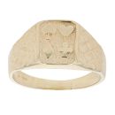 14ct Yellow Gold Patterned Card Symbols Signet Ring