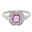 Platinum 0.40cts Diamond And Pink Sapphire Octagon Ring