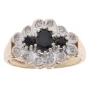 9ct Yellow Gold 0.10ct Diamond And Sapphire Cluster Ring
