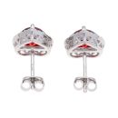 Silver Cubic Zirconia Heart Red Cluster Earrings by Icesia