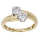 18ct Yellow Gold 0.80ct Brilliant Cut Diamond Two Stone Twist Ring