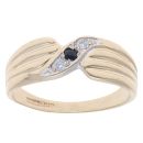 9ct Yellow Gold Sapphire And Cubic Zirconia Ring
