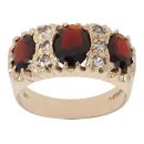 9ct Yellow Gold Garnet and Cubic Zirconia Signet Ring