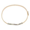 9ct Yellow and White Gold Cubic Zirconia Wave Bangle