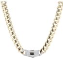 14ct Yellow Gold Monaco Curb Classic Cubic Zirconia Pave Lock Chain 24"