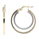 14ct Yellow And White Gold Fancy Hoop Earrings