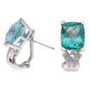 14ct White Gold 0.10ct Diamond And Blue Gemstone Earrings
