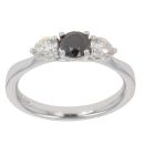 18ct White Gold 0.85ct Brilliant Cut Black And White Diamond Trilogy Ring