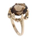 9ct Yellow Gold Smoky Quartz Single Stone Ring