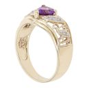 9ct Yellow Gold 0.05ct Diamond and Amethyst Heart Ring
