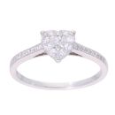 18ct White Gold 0.50ct Diamond Heart Cluster Ring